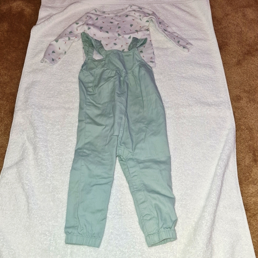 Baby girls overalls and matching shirt